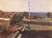 Landscape with Flagpole (mk09) Leibl, Wilhelm